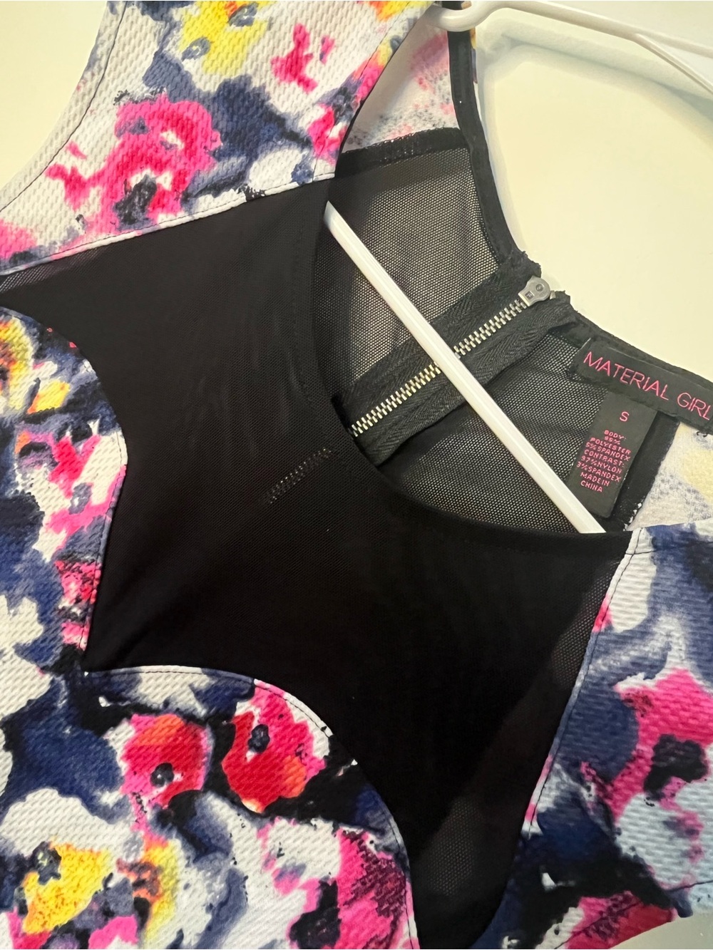 Material Girl Floral Print Dress with Black Mesh Bodice - Picture 4 of 5